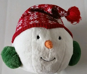 Let it Snow Snowman Head with Winter Hat 11" Plush Decorative Pillow - Picture 1 of 7