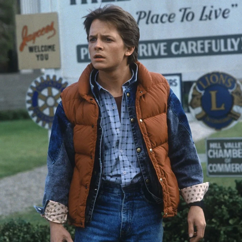 Chaleco acolchado rojo hecho a mano Regreso al futuro Michael J Fox Marty McFly Foto 1 de 1