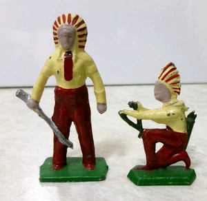 Vintage Indianer Spielzeug bemalt Blei Menschen flach 2-1/8 Zoll - Bild 1 von 2