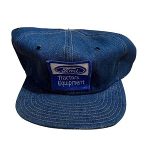 Vintage Ford Tractors Patch Denim Blue SnapBack Hat K Brand Farming 90s Trucker - Bild 1 von 5
