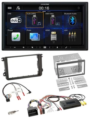 Alpine Bluetooth 2DIN Lenkrad DAB USB Autoradio für VW T5 Golf Tiguan Touran 200 - Bild 1 von 4