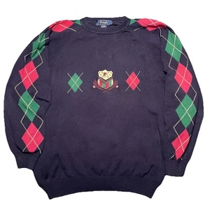 Vintage Pringle Knit Sweater Mens 2XL Argyle 90s Embroidered Preppy Golf Classy - Picture 1 of 8