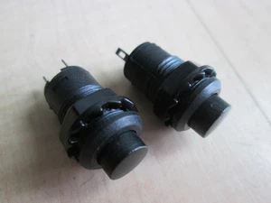Lot(2) Black Push Button Switch 1/2" On-Off Latching 3A 125VAC 0.3A 12VDC #E35BA - Picture 1 of 7