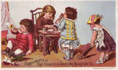 ADVERTISING TRADE CARD - DOMESTIC SEWING MACHINE CO. CHILDREN , SYRACUSE , N.Y. - Image 1 of 2