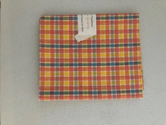 Fat Quarter - Plaid - Pink, Orange and Blue - Fun Colors - Image 1 of 1