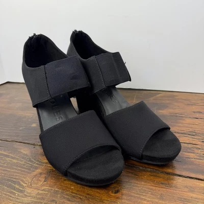 Aerosoles Purdy Shoes Womens Size 10 Black Wedge Sandals Open Toe Comfort Zip - Image 1 of 4