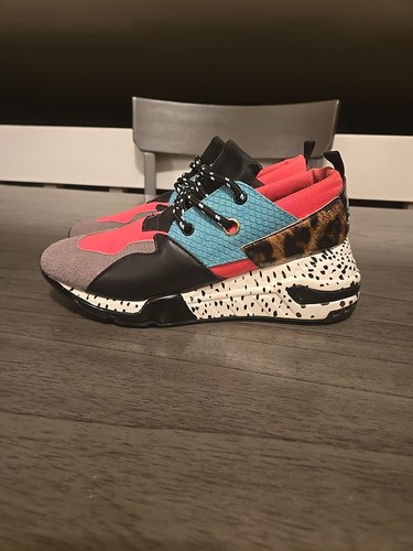 Sneakers STEVE MADDEN CLIFF moda pelle rosa turchese leopardato taglia donna 8