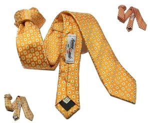 KRAWATTE Slim KRAWATTINO Fein SEIDE Silk Orange Skinny Tie Microd ITALY - Picture 1 of 3