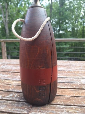 Nautical Lamp Table Wooden Buoy and Rope Vintage Mile Marker  No Shade - Image 1 of 4