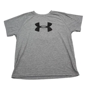 Under Armour Shirt Boys XL Gray Short Sleeve Round Neck Logo Graphic Print Tee - Picture 1 of 15