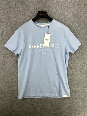 NWT Kenneth Cole New York Men's Sz M Cotton T-Shirt Short Sleeve Crystal Sky $49 - Image 1 of 4