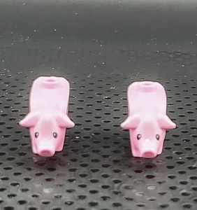 Menge 2 Lego Rosa Schweine Minifiguren mit schwarzen Augen Weiße Schüler 87621pb04 - Bild 1 von 10