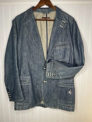 Blazer Abrigo Chaqueta Hombre Bally Azul Denim Botones Acero Talla Us 42 Foto 1 de 4