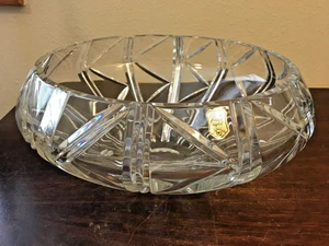 Large Heavy Crystal Bowl Centerpiece, Hand Cut Lead Crystal 24%,  12 1/2" Poland - Picture 1 of 6