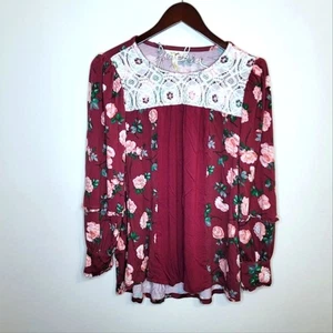 Matilda Jane Floral Rosebud Lace Yoke Blouse Size Small - Picture 1 of 9