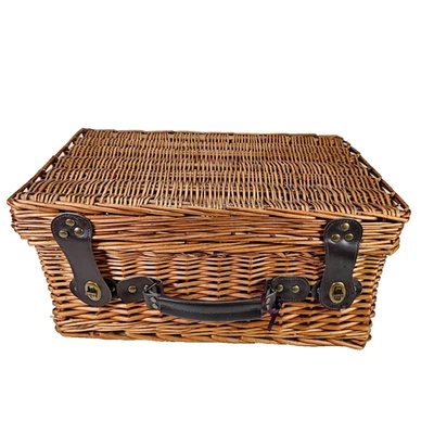 F&M STYLE  Wicker Hamper Basket Fortnum And Mason STYLE Wine Chest Storage - Image 1 of 4