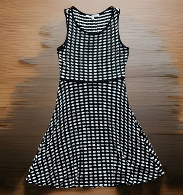 Vestido MAX STUDIO ajustado/acampanado negro blanco elástico hasta la rodilla forrado para mujer talla M Foto 1 de 4