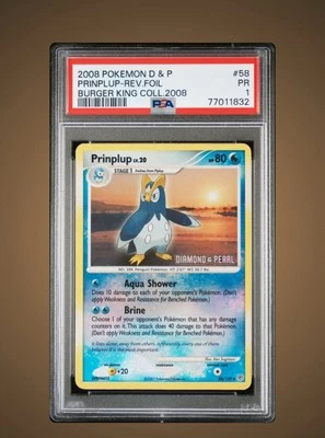 2008 Pokemon D&P 58/130 Prinplup Reverse Foil Burger King Collection PSA 1 - Image 1 of 2