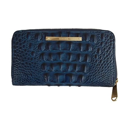 Brahmin Wallet Suri  Blue Crocodile Embossed Leather Zip Around Clutch Preowned  - Image 1 of 4