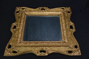 Antique Gilt Frame Beveled Glass Wall Mirror 17" Square Gesso Designs - Picture 1 of 12