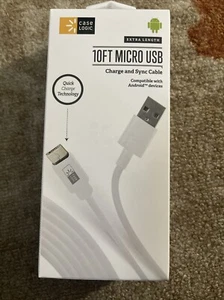 Case Logic Extra Long 10 Foot Micro USB Cable - White - Picture 1 of 2