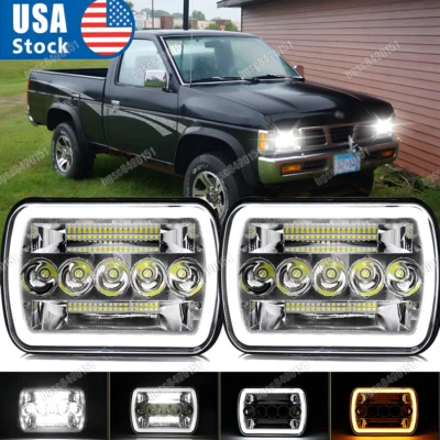2pcs For Nissan Pickup Hardbody D21 7x6" LED Headlights DRL High/Low Beam NEW - Image 1 of 4