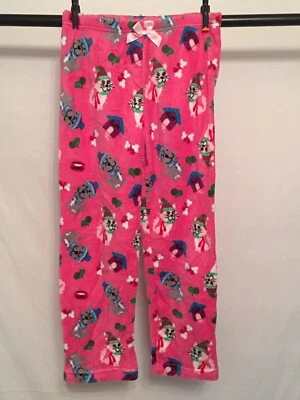 FADED GLORY GIRL'S DARK PINK SLEEP PANTS with DOG & CAT PRINT Lg 10-12 - Image 1 of 3