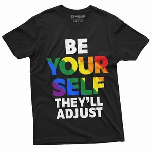 Be yourself they will adjust T-shirt LGBTQ Men's Women's Pride Month Parade Tee - Picture 1 of 8