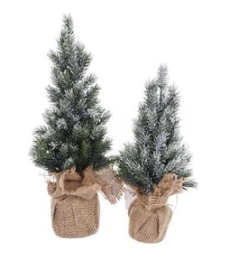 2-Piece 284130 Faux Frosted Pine ,Lit Table Tree Christmas Decoration Set - Picture 1 of 1