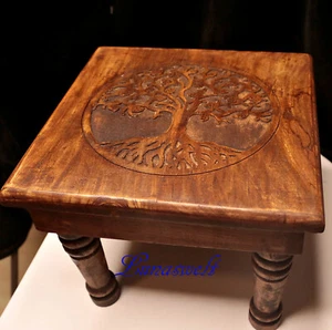Árbol de la vida (árbol de la vida) mesa auxiliar hecha a mano de mango - Imagen 1 de 3