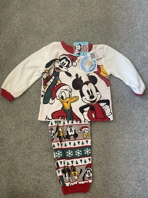 NUEVO CON ETIQUETAS Disney Store Navidad Niños Mickey Mouse Pijama Set Vacaciones 2 niños pequeños Foto 1 de 2