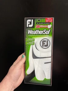 FootJoy WeatherSof Pack of 2 Men's White Golf Gloves Regular Left Med/Large - Picture 1 of 2