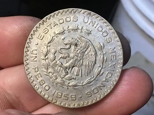 1959 Mexican Silver Dollar Coin, One Peso, Silver Mexico - Picture 1 of 2