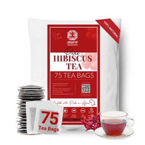 75 Hibiscus Tea Bags – Caffeine-Free Herbal Tea – Te De Hibisco – Iced or Hot - Picture 1 of 15