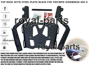 TOP RACK WITH STEEL PLATE BLACK FOR TRIUMPH SCRAMBLER 400 X - Picture 1 of 23