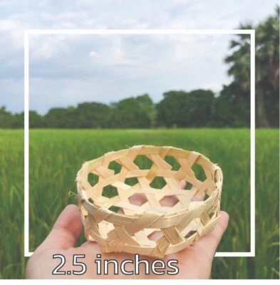 Thai weave bamboo ,Chalom tray, bamboo basket: ,detailed work - Image 1 of 4