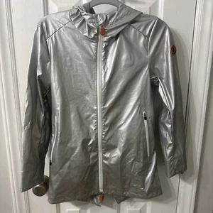 Save The Duck Rain Jacket Silver Youth Size 10 Years - Picture 1 of 5