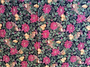 VIP Cranston Pointsettia Xmas Print Cotton Fabric 42" wide, 38" long - Picture 1 of 5