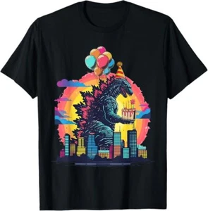 Kaiju Birthday Balloon & Cake Monster Movie Bday Decoration T-Shirt - Picture 1 of 12