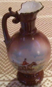 Fox Hunt Hunting Decorative Brown Pitcher Czechloslovakia - Picture 1 of 7