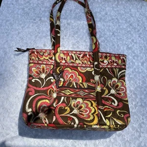 Vera Bradley Puccini Pucinni Villager Shoulder Bag Brown Red Yellow White - Picture 1 of 11
