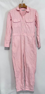 Outerknown Women's Medium Coverall Jumpsuit Pink Utility Long Slv Cotton Linen