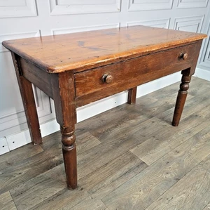 Antique Victorian Solid Pine Table Drawer - Low Hall Console Side Coffee Wooden - Picture 1 of 24