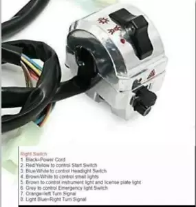 7/8" Motorcycle Electric Start+Lights+Hazzard Right Switch Aluminum Chrome - Foto 1 di 5
