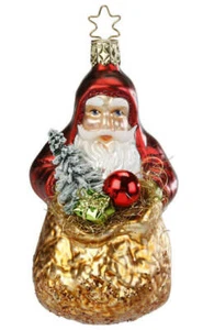 Inge Glas Santa Nik's Knapsack 1-021-13 German Christmas Orn NEW w/FREE Gift Box - Picture 1 of 2