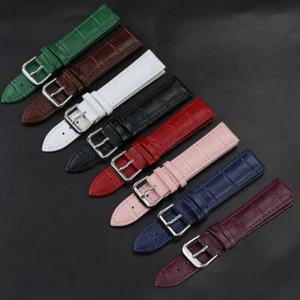 Textured Leather Sweat Proof Watch Band Strap 24mm 18mm 20mm Pink Red Blue White - Picture 1 of 11