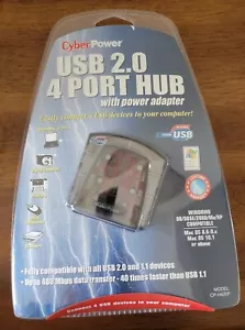 CyberPower USB 2.0 4 Port Hub With Power Adapter CP-H420P New Sealed Package. - Picture 1 of 5