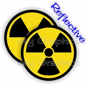 2- Pegatinas de sombrero duro reflectantes | SÍMBOLO DE RADIACIÓN | Chernobyl radiactivo divertido - Imagen 1 de 1