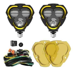 KC HiLiTES 284 2 White LED Dual Mode Fog Lights Pair Pack Kit System Aluminum - Picture 1 of 18
