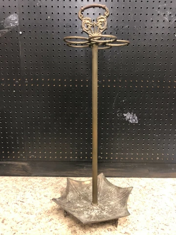 Vintage Brass Art Deco UMBRELLA / CANE Stand w drip tray -  Entry way / Foyer Cover